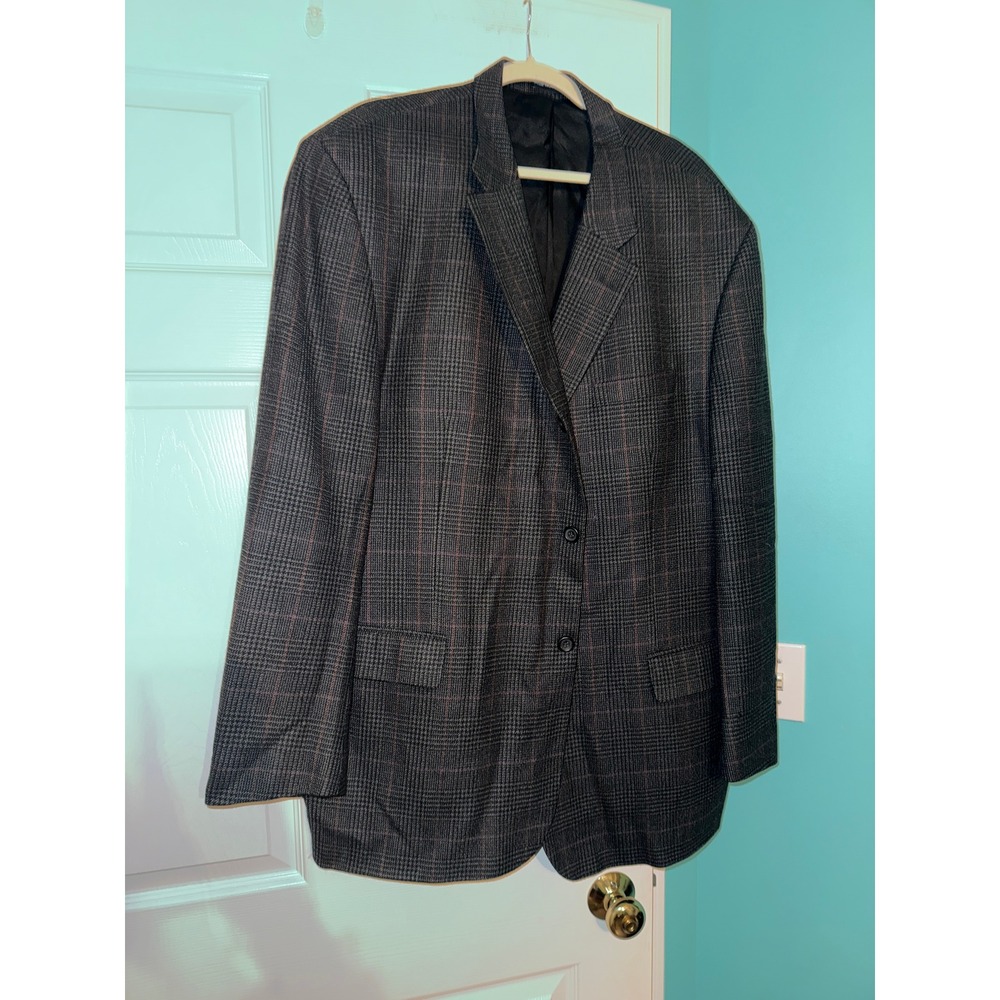 Fenzia Mens Grey Glen Plaid Two Button Blazer Sport Coat Made in South Africa